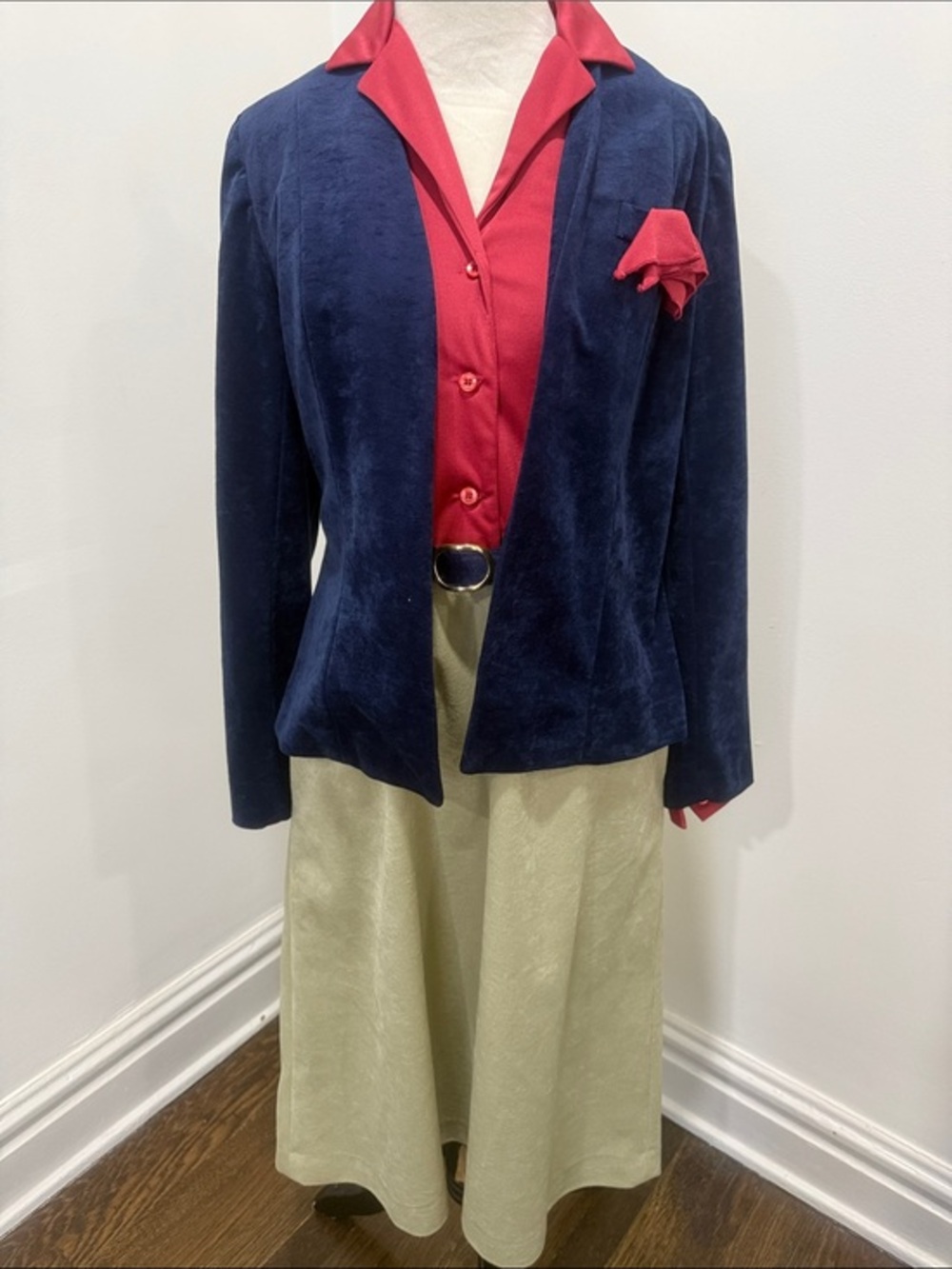 Vintage 70s M.F.Sheldon by Shawn 2-piece colorblock Blazer with belted Dress 10